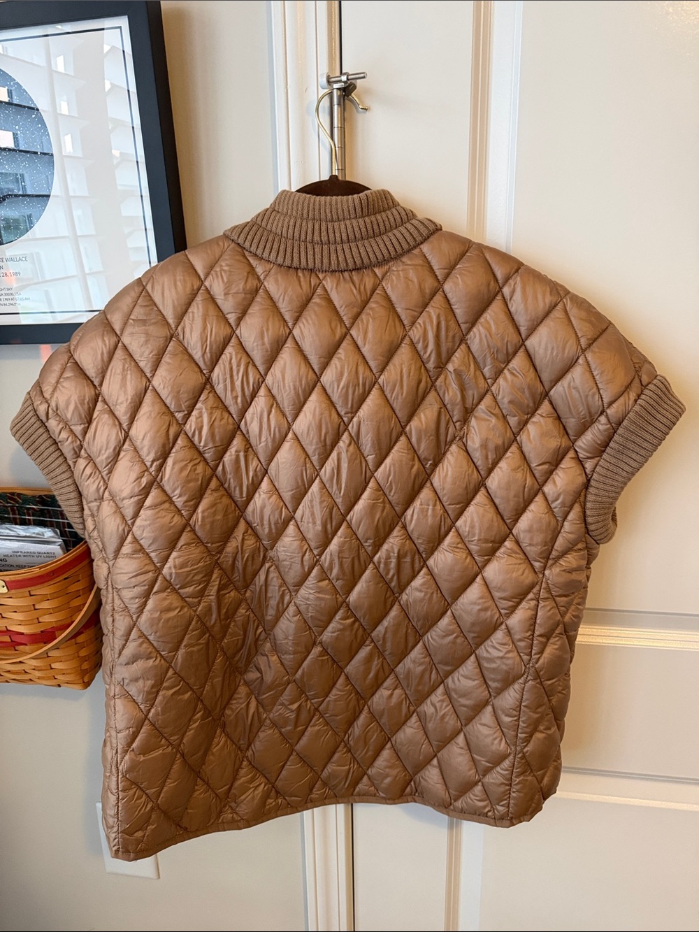 Martha Stewart Quilted Short-Sleeve Puffer Vest in Taupe - Picture 7 of 7